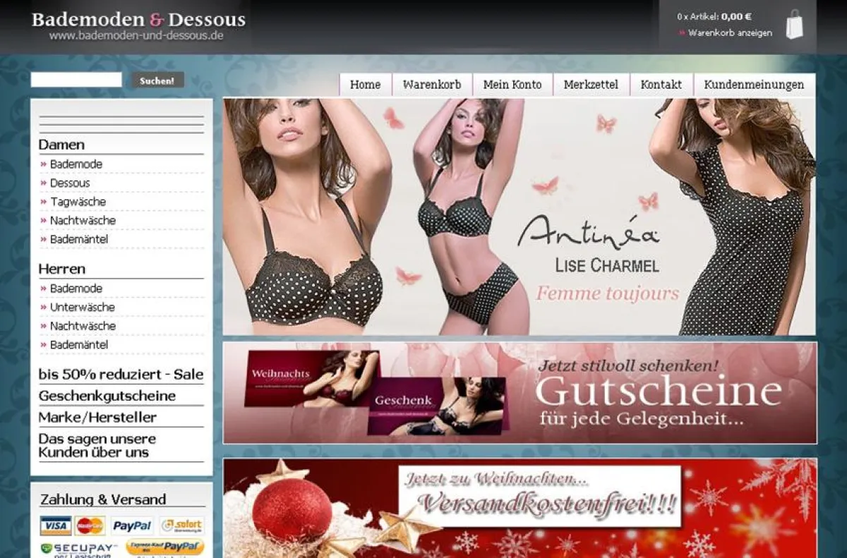 Viele neue Weihnachtsangebote - jetzt in der Bademoden und Dessousinsel