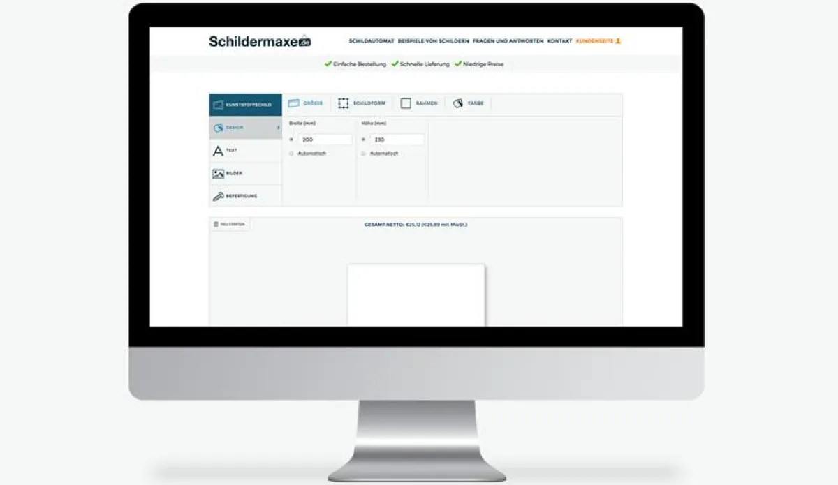 Bei Schildermaxe.de können Kunden im Schildautomaten persönliche Schilder gestalten