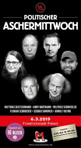 15. Politischer Aschermittwoch Berlin am 6.3.2019 - Der Vorverkauf startet am 11.11.2018 Bild: 15. Politischer Aschermittwoch Berlin am 6.3.2019 - Der Vorverkauf startet am 11.11.2018