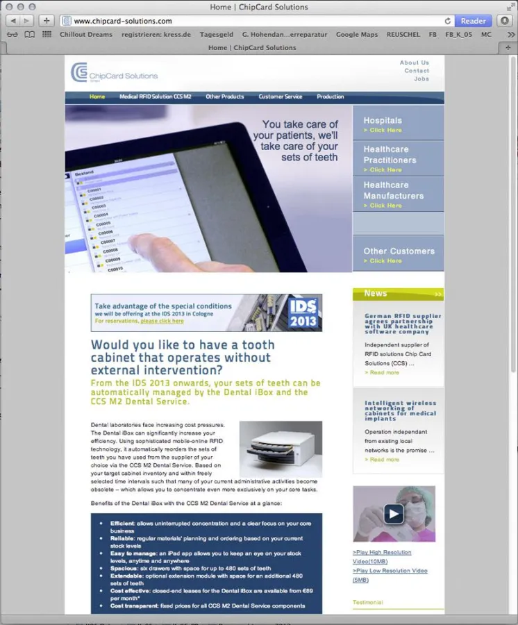CCS Landingpage anlässlich der IDS 2013