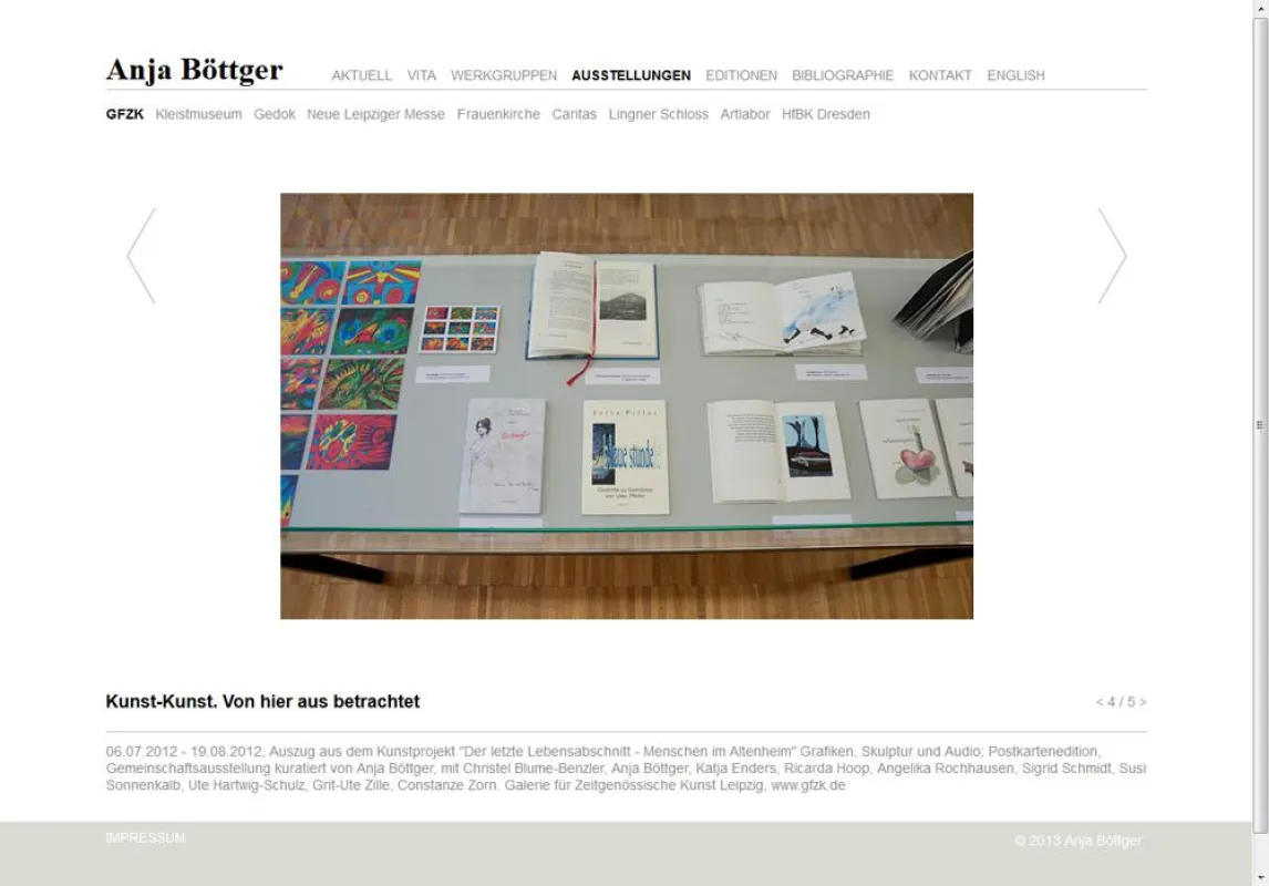 Anja Böttger mit neuem Webdesign und Werkverzeichnis im Netz