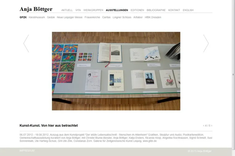 Bild: Werkverzeichnis und Webdesign – Künstlerin Anja Böttger im Web
