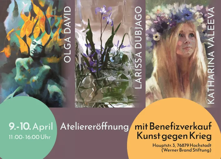Bild: Ateliereröffnung der Malerin Olga David und Benefizausstellung mit Katharina Valeeva und Larissa Dubjago
