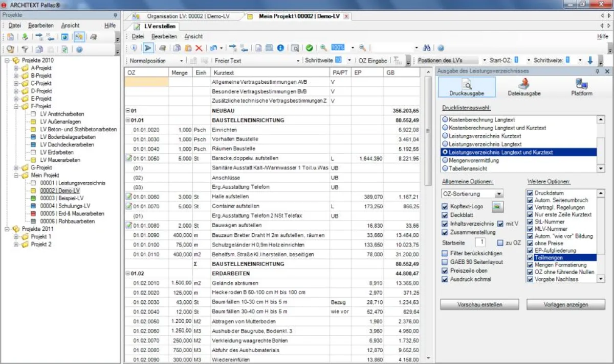 AVA Software Pallas® von ARCHITEXT - Modul Ausschreibung