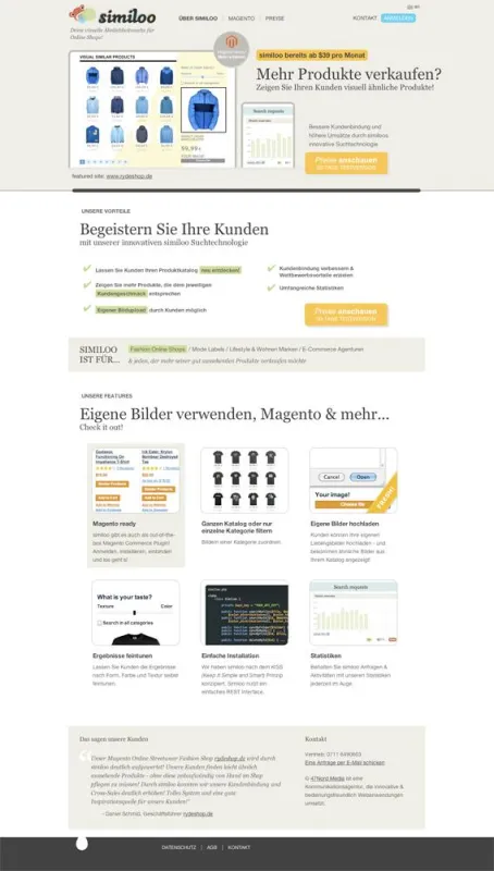 similoo.de - Visuelle Ähnlichkeitssuche für Online Shops