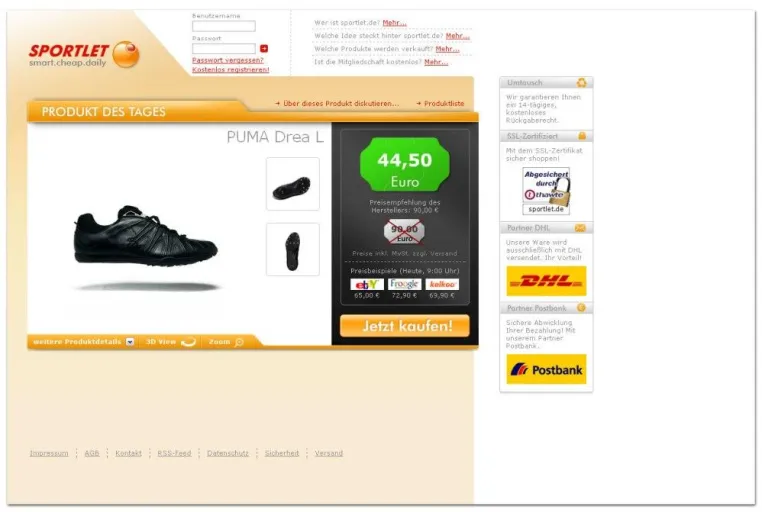 Bild: sportlet.de - Täglich das günstigste Sportstyle-Produkt im Web