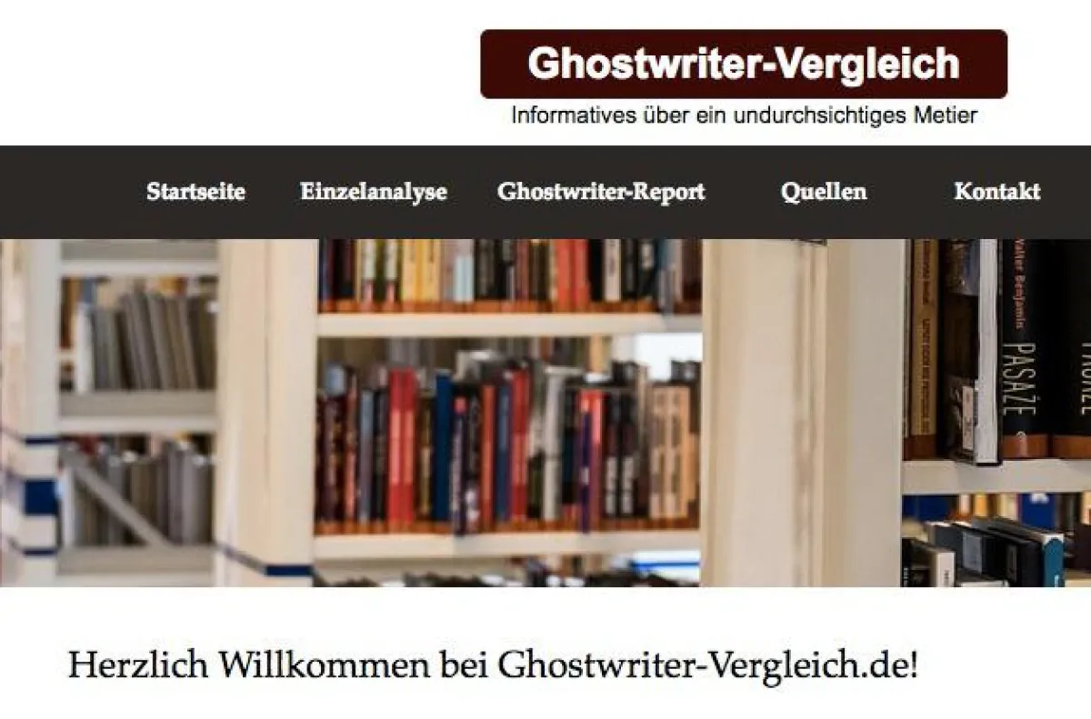 Die Homepage des Ghostwriter-Vergleichs.