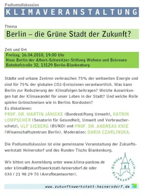 Bild: Podiumsveranstaltung: Berlin - die Grüne Stadt der Zukunft?