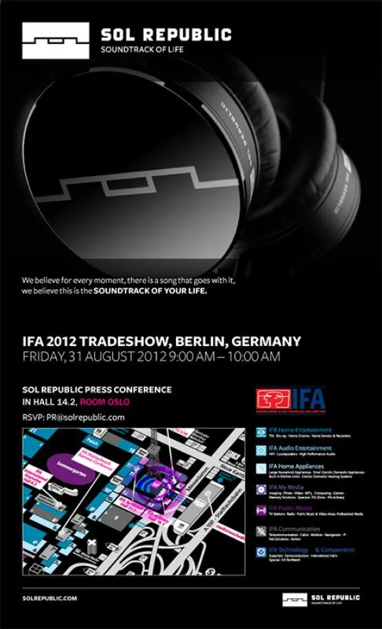 Einladung zur Sol Republic IFA Pressekonferenz 2012