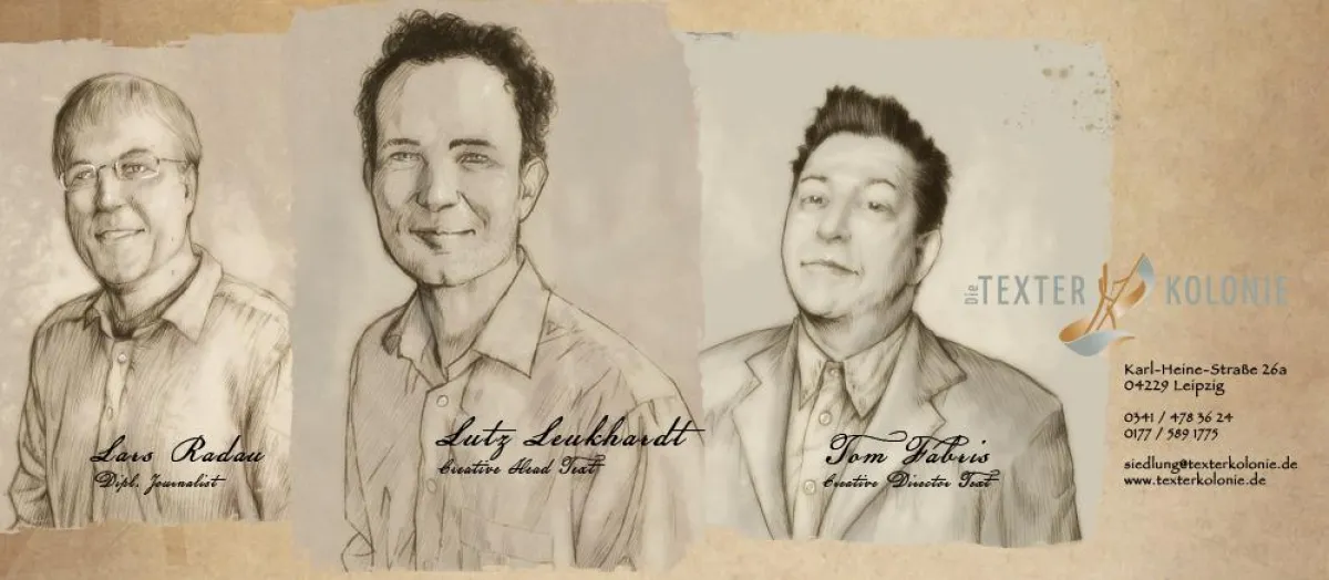 DIE TEXTERKOLONIE Lars Radau, Lutz Leukhardt, Tom Fabris (v.l.n.r.)