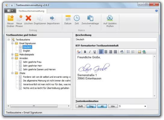 Bild: Kostenlose Textbausteinverwaltung für Windows