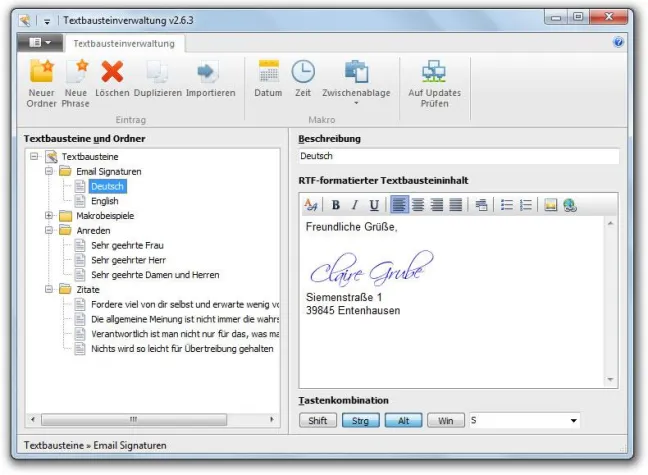 Bild: Kostenlose Textbausteinverwaltung für Windows