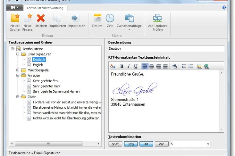 Kostenlose Textbausteinverwaltung für Windows Bild: Kostenlose Textbausteinverwaltung für Windows