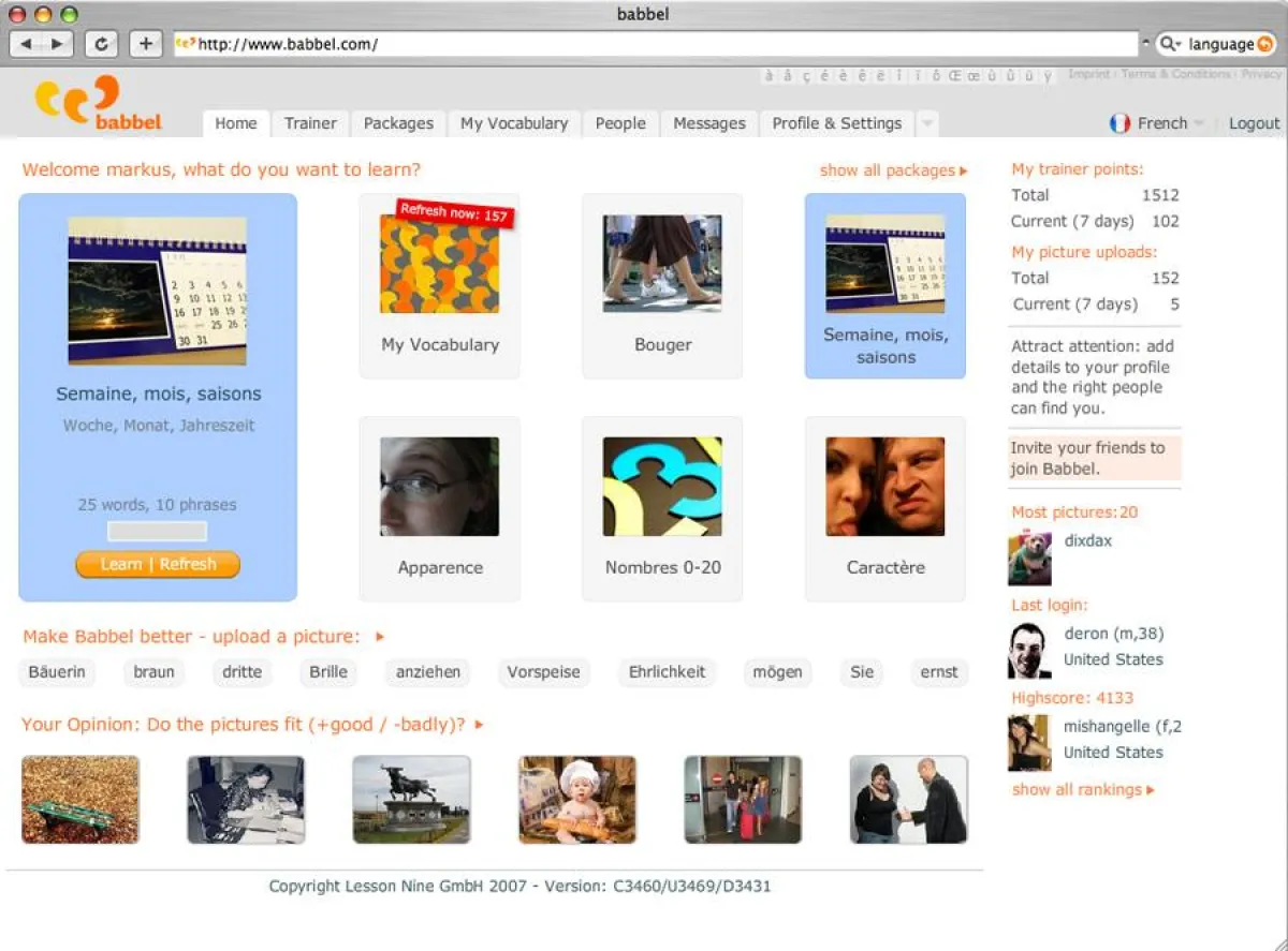 Die Babbel-Anmeldeseite