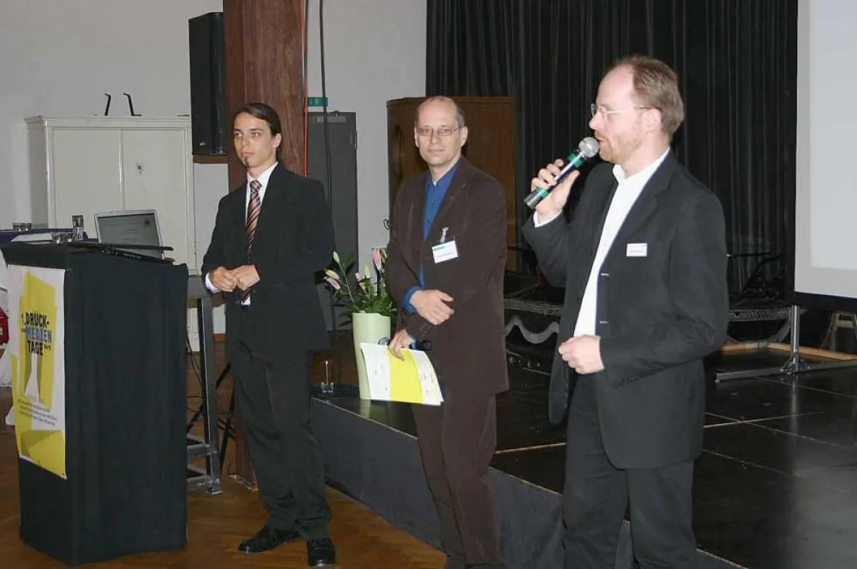 Die Organisatoren der Druck- und Medientage (v.l.): Ronny Willfahrt, Stefan Brunken, Udo Eickelpasch