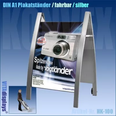 Bild: Robuste Kundenstopper von VITAdisplays® für eine erfolgreiche „Außen“-Darstellung