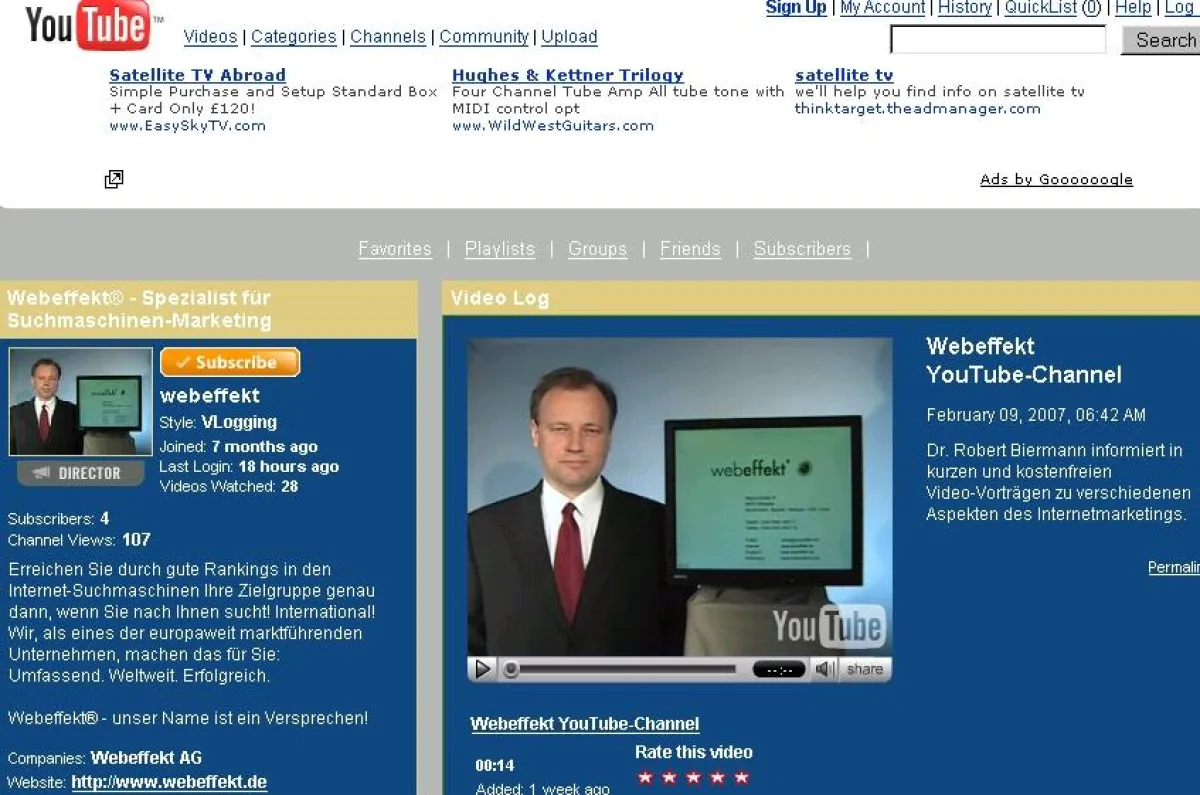 YouTube Channel der Webeffekt AG