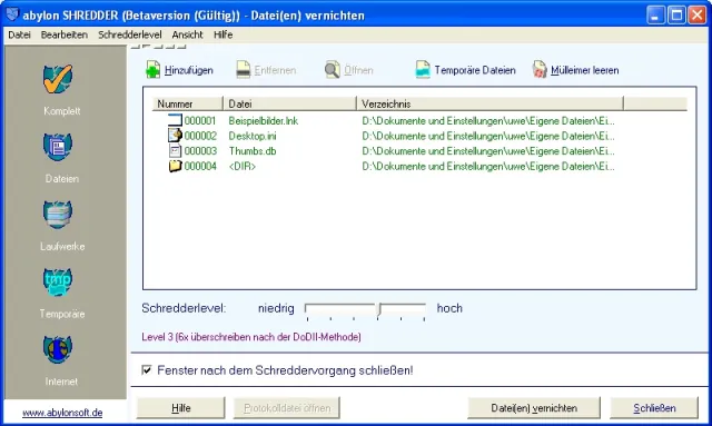 Bild: abylon SHREDDER 6.0: Daten nicht nur löschen, sondern vernichten