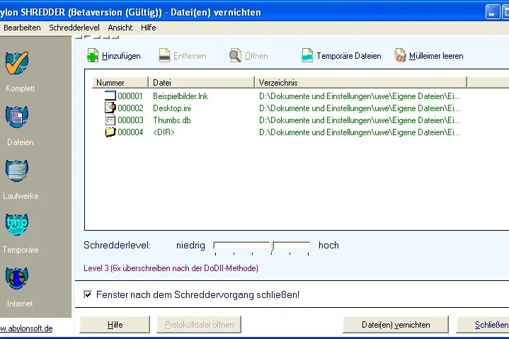 Bild: abylon SHREDDER 6.0: Daten nicht nur löschen, sondern vernichten