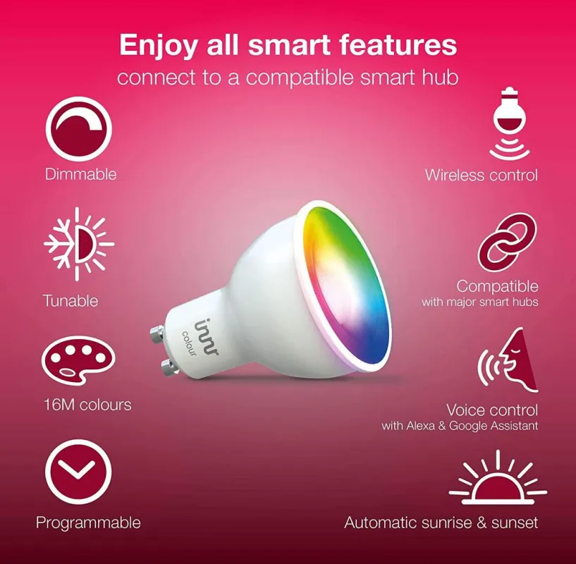 Jetzt auch mit 16 Millionen Farben zum Preis von 29,99 Euro erhältlich. Zigbee fähige GU10 Spots.