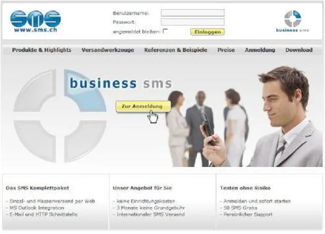 Bild: Business SMS Lösung für Schweizer KMU Betriebe