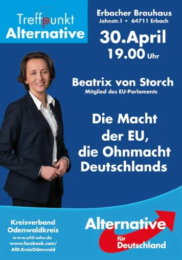"Die Macht der EU, die Ohnmacht Deutschlands" - Info-Veranstaltung der AfD-Odenwaldkreis in Erbach, 30.04.15 Bild: "Die Macht der EU, die Ohnmacht Deutschlands" - Info-Veranstaltung der AfD-Odenwaldkreis in Erbach, 30.04.15