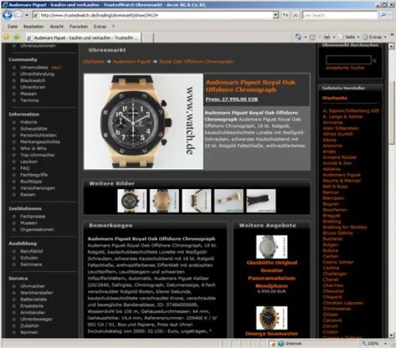 Bild: Die Royal Oak von Audemars Piguet im Uhrenmarkt auf TrustedWatch