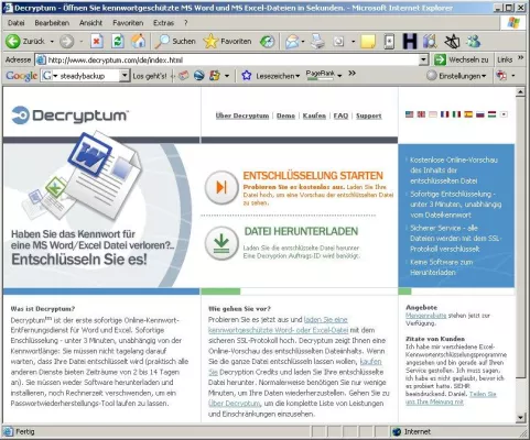 Bild: Decryptum jetzt mit deutschsprachigem Support