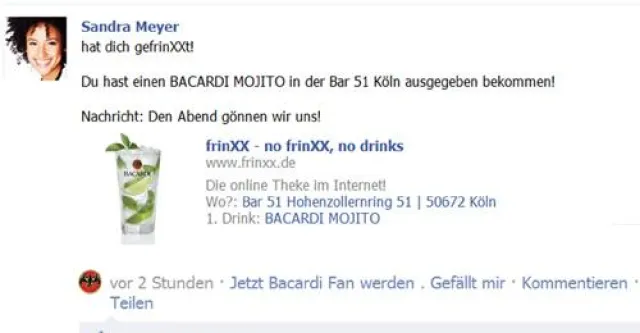 Bild: Digital Drinks spendieren: frinXX kooperiert mit Bacardi