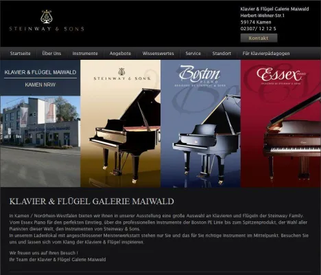 Bild: Die Steinway Internetseite der Klavier & Flügel Galerie Maiwald GmbH ist online