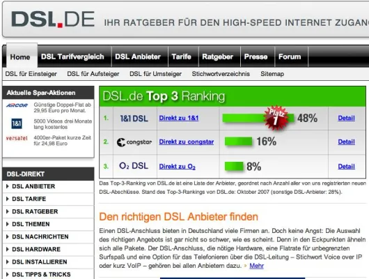 Bild: DSL.de geht online: Unabhängiges, redaktionelles Beratungsportal bietet Hilfe im Tarif-Dschungel