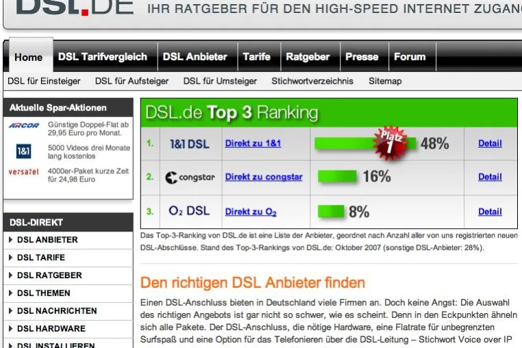 DSL.de geht online: Unabhängiges, redaktionelles Beratungsportal bietet Hilfe im Tarif-Dschungel Bild: DSL.de geht online: Unabhängiges, redaktionelles Beratungsportal bietet Hilfe im Tarif-Dschungel