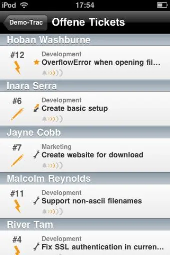 Bild: „TracPeek“: Ein iPhone-Client für die Open-Source-Bugtracking-Software Trac
