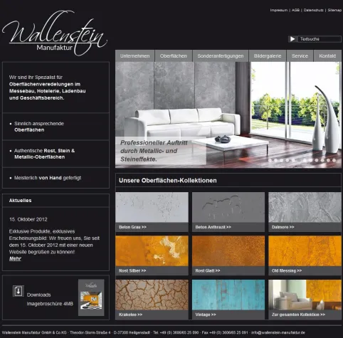Bild: Neue und moderne Website für die Wallenstein-Manufaktur