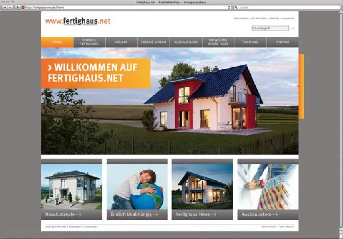 Das Besondere an fertighaus.net ist die emotionale und optisch klare Gesamtgestaltung