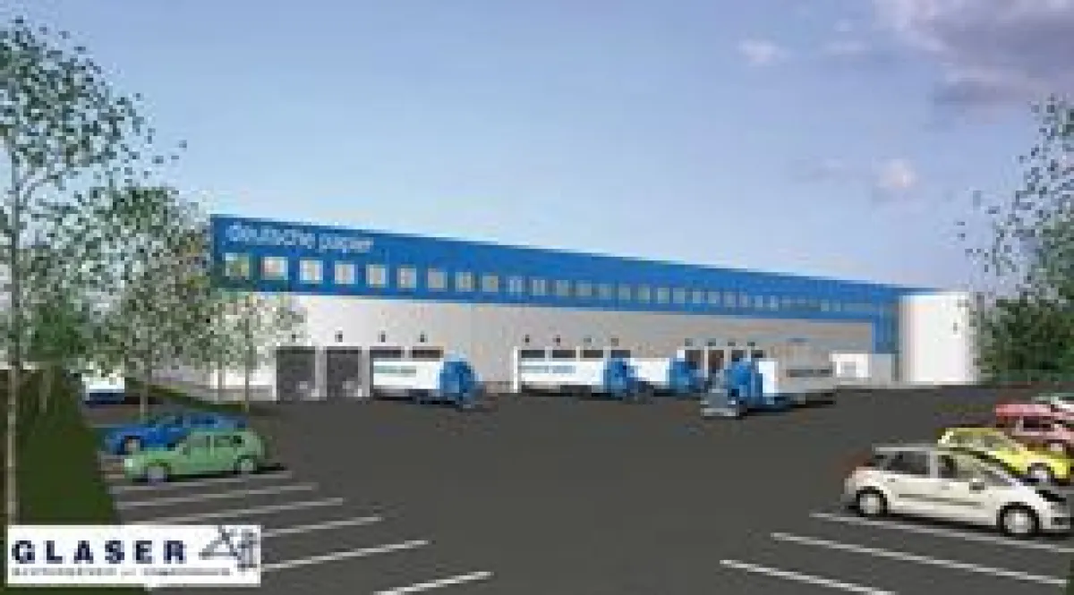So soll das von TST und Deutsche Papier geplante Logistikzentrum in Biebesheim aussehen