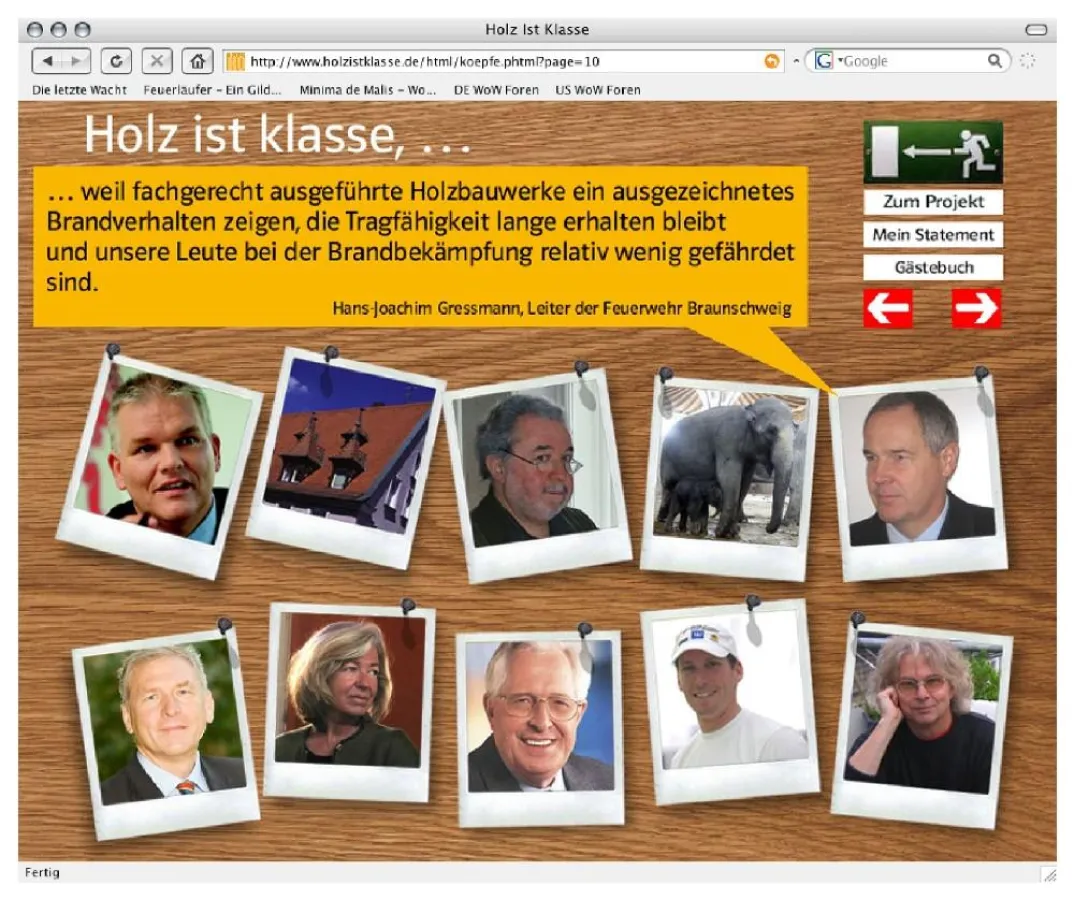 Starke Argumente für Holz: Auf der Internetseite www.holzistklasse.de sagen Personen des öffentlichen Lebens, was sie an dem natürlich nachwachsenden Roh-, Bau- und Werkstoff Holz schätzen.