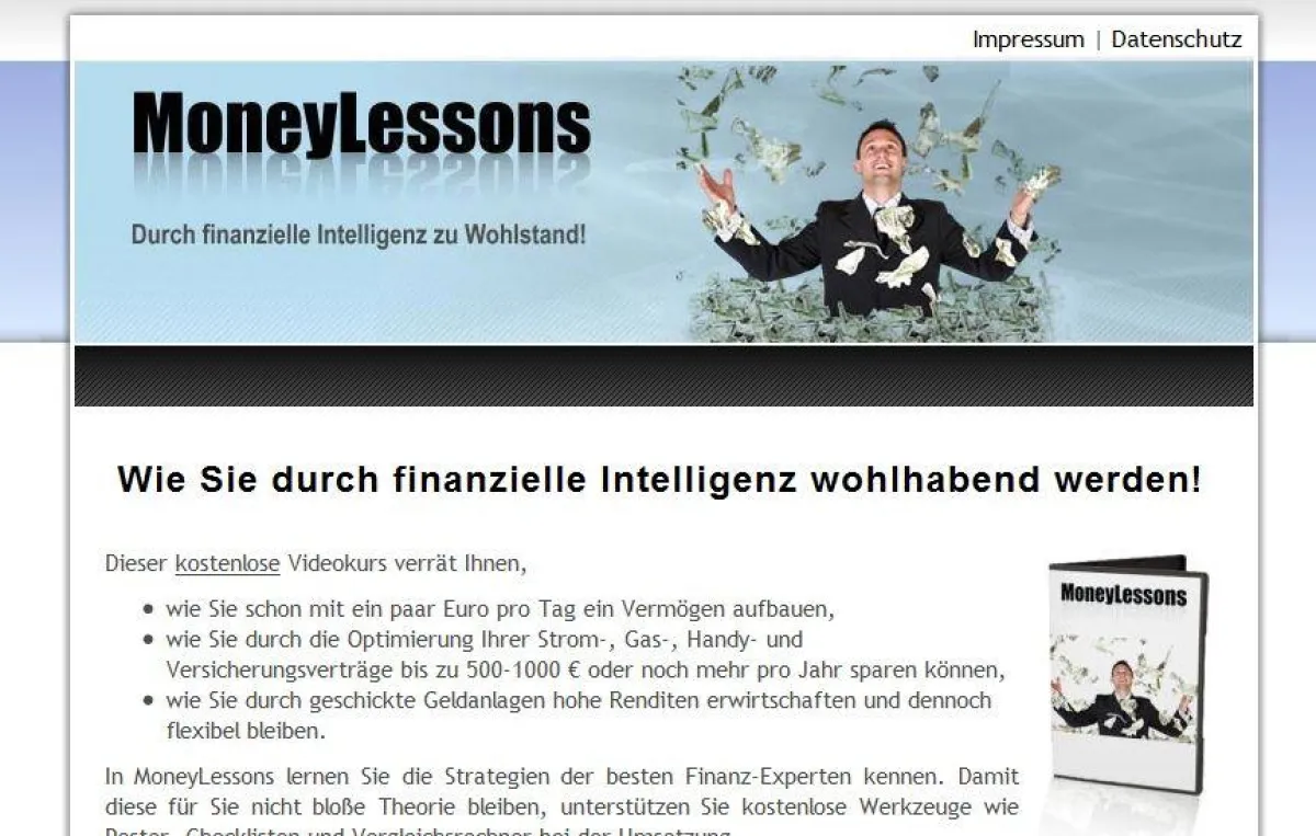 MoneyLessons.de: Mehr finanzielle Intelligenz - durch kostenlosen Videokurs!