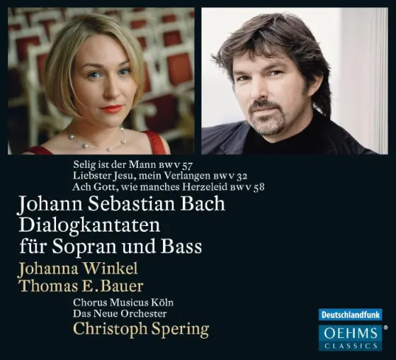 CD-Neuveröffentlichung bei OehmsClassics 13.11.15: J.S. Bach: Dialogkantaten (Johanna Winkel, Thomas E. Bauer) Bild: CD-Neuveröffentlichung bei OehmsClassics 13.11.15: J.S. Bach: Dialogkantaten (Johanna Winkel, Thomas E. Bauer)