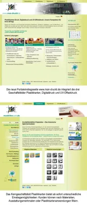 Bild: Webauftritt der Manhillen Drucktechnik GmbH mit neuem Konzept und modernem Design