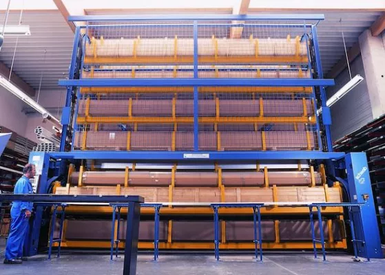 Bild: Schwab entwickelt Coil-Paternoster-Anlage für effizientes Verarbeiten beschichteter Sandwichbauteile