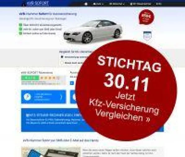 Bild: Kfz-Versicherungswechsel bis zum 30. November: mit evb-sofort.com bequem, sicher & sofort
