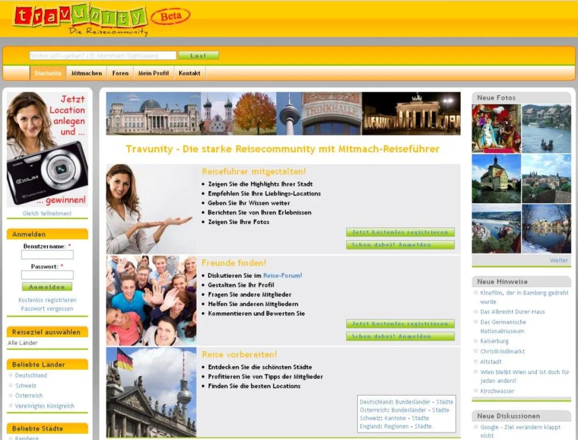 Immer mehr interessante Reiseziele im Mitmach-Reiseführer der Reisecommunity Travunity