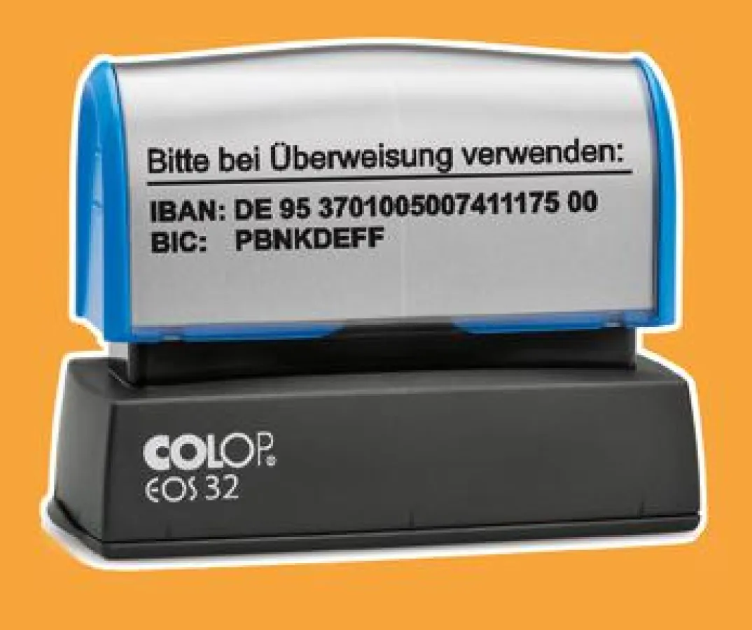 Dauer Stempel für IBAN Nummer aus der COLOP EOS Serie.
