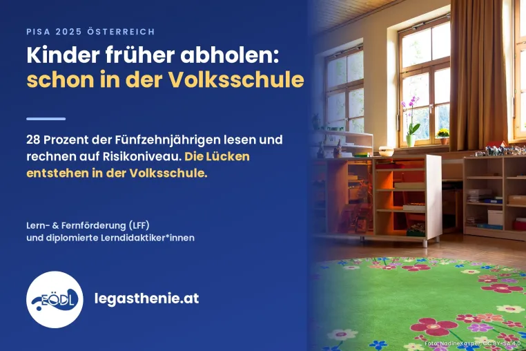 Bild: PISA 2025 Österreich: EÖDL rät, Lernlücken schon in der Volksschule zu schließen