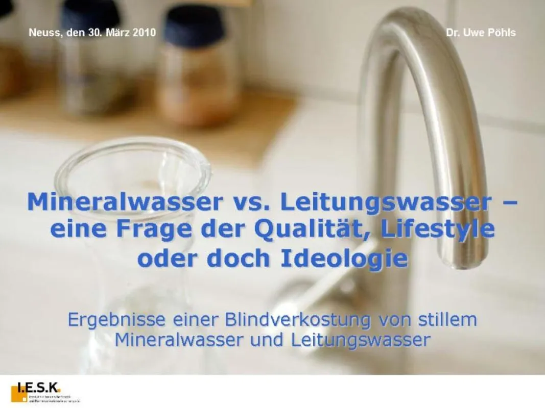 Studie: Mineralwasser vs. Leitungswasser in der Blindverkostung