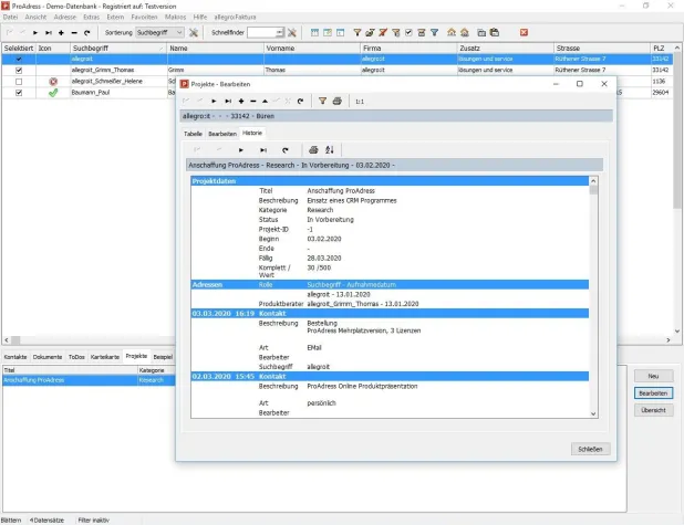 Bild: allegro:it veröffentlicht Version 6 der CRM Software ProAdress
