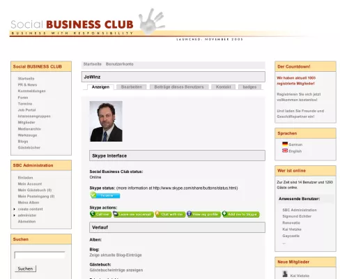 Bild: Der Social Business Club integriert neues SkypeWeb Interface