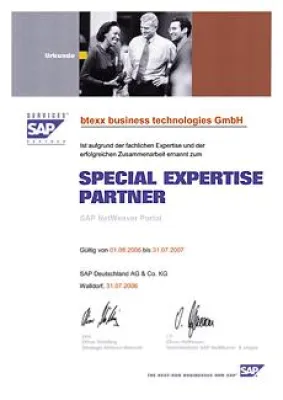 Bild: btexx wird durch die SAP zweifach als Special Expertise Partner ausgezeichnet