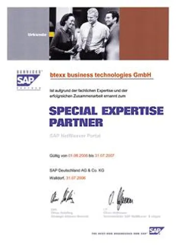 btexx wird durch die SAP zweifach als Special Expertise Partner ausgezeichnet Bild: btexx wird durch die SAP zweifach als Special Expertise Partner ausgezeichnet